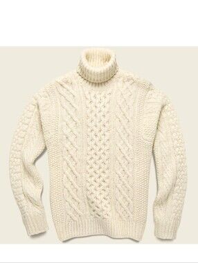 Alex Mill Cable Knit Turtleneck Sweater, Ivory, Size Medium, New With Tags